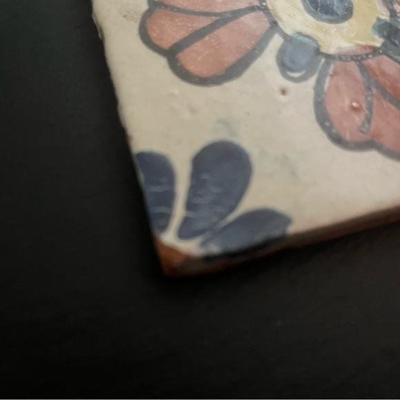 Mexican Hand Painted Terra-Cotta Talavera Vintage Tiles Set of 4 - Picture 11 of 15